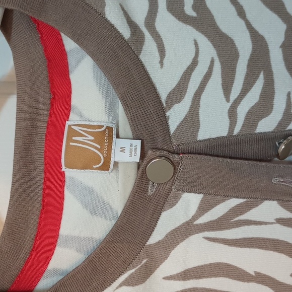 JM Collection animal print cardigan - Picture 2 of 7